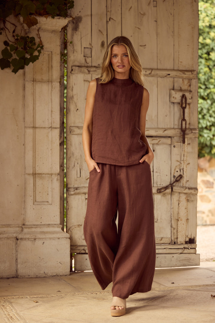 Adel Top in Chocolate Linen — additional view 5.
