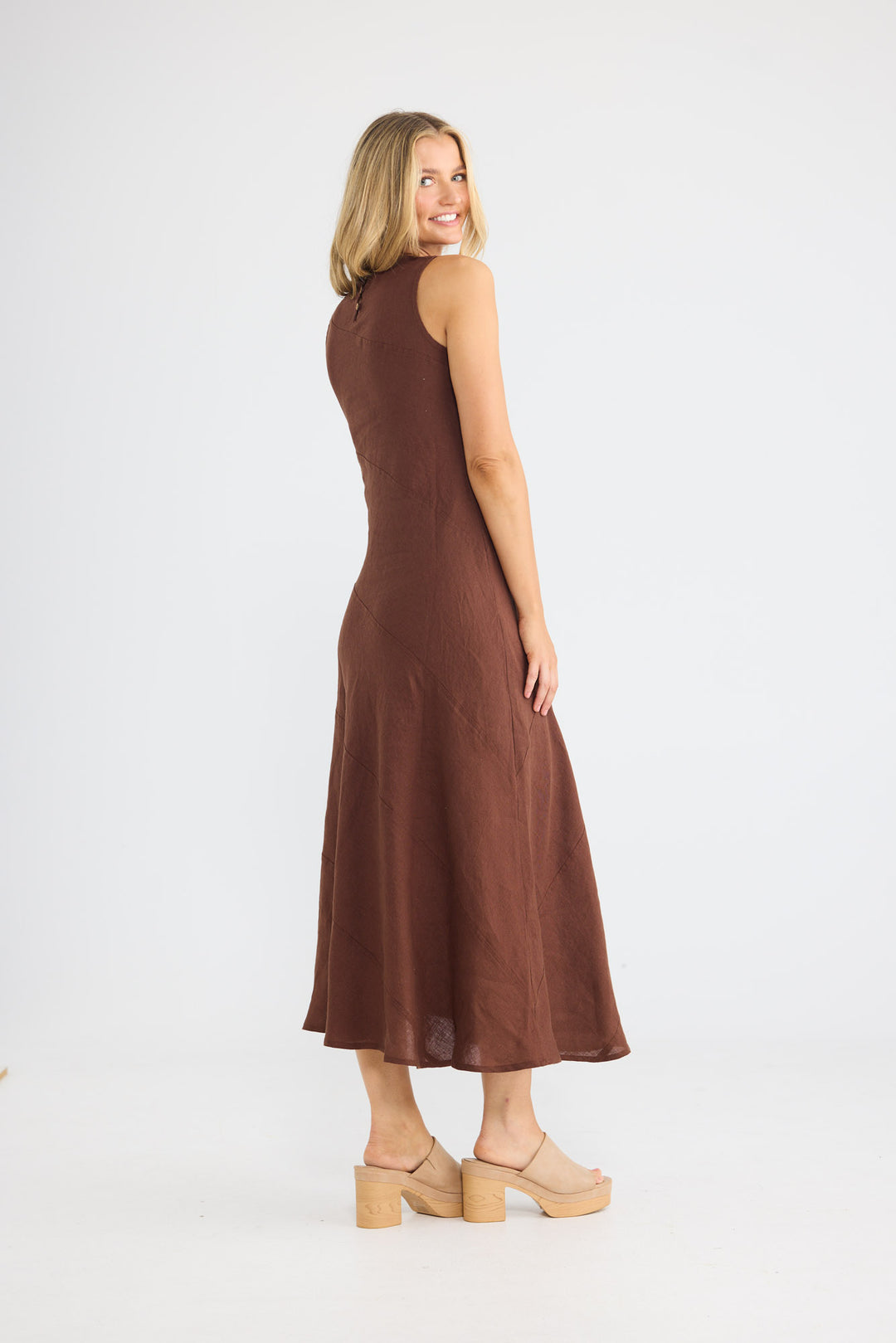 Dickens Dress in Chocolate Linen — additional view 2.