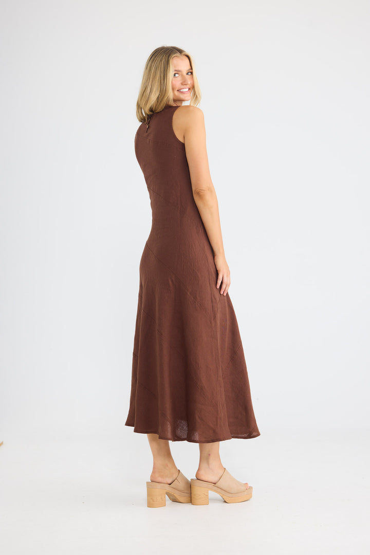 Dickens Dress in Chocolate Linen — additional view 2.