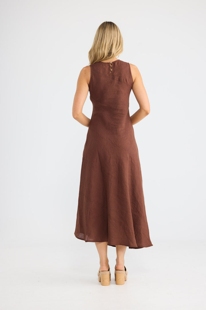 Dickens Dress in Chocolate Linen — additional view.