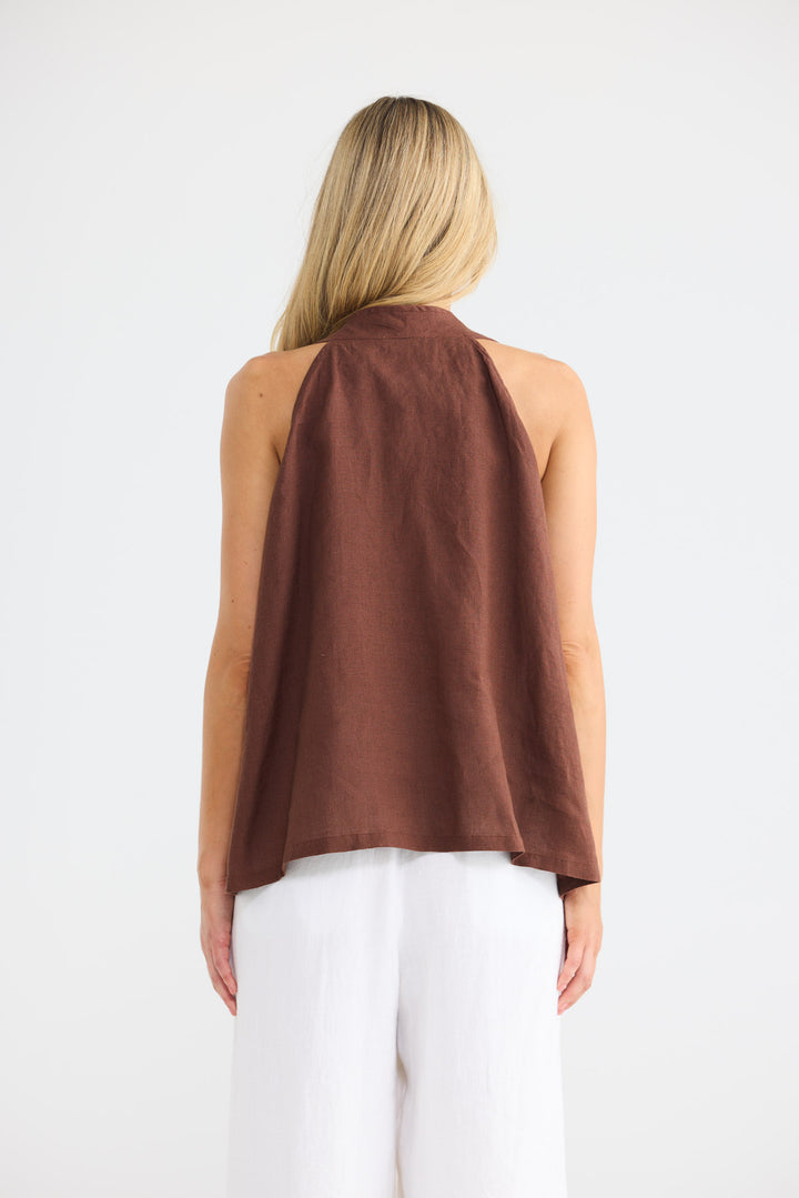 Marais Top in Chocolate Linen — additional view.