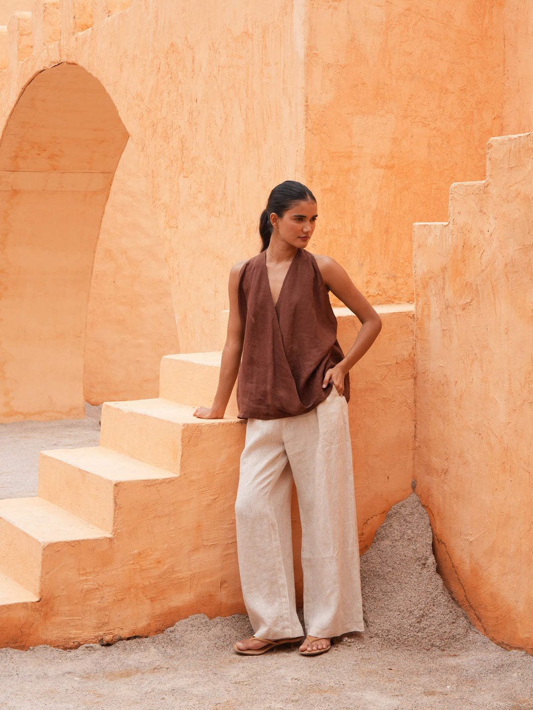 Marais Top in Chocolate Linen — additional view 6.