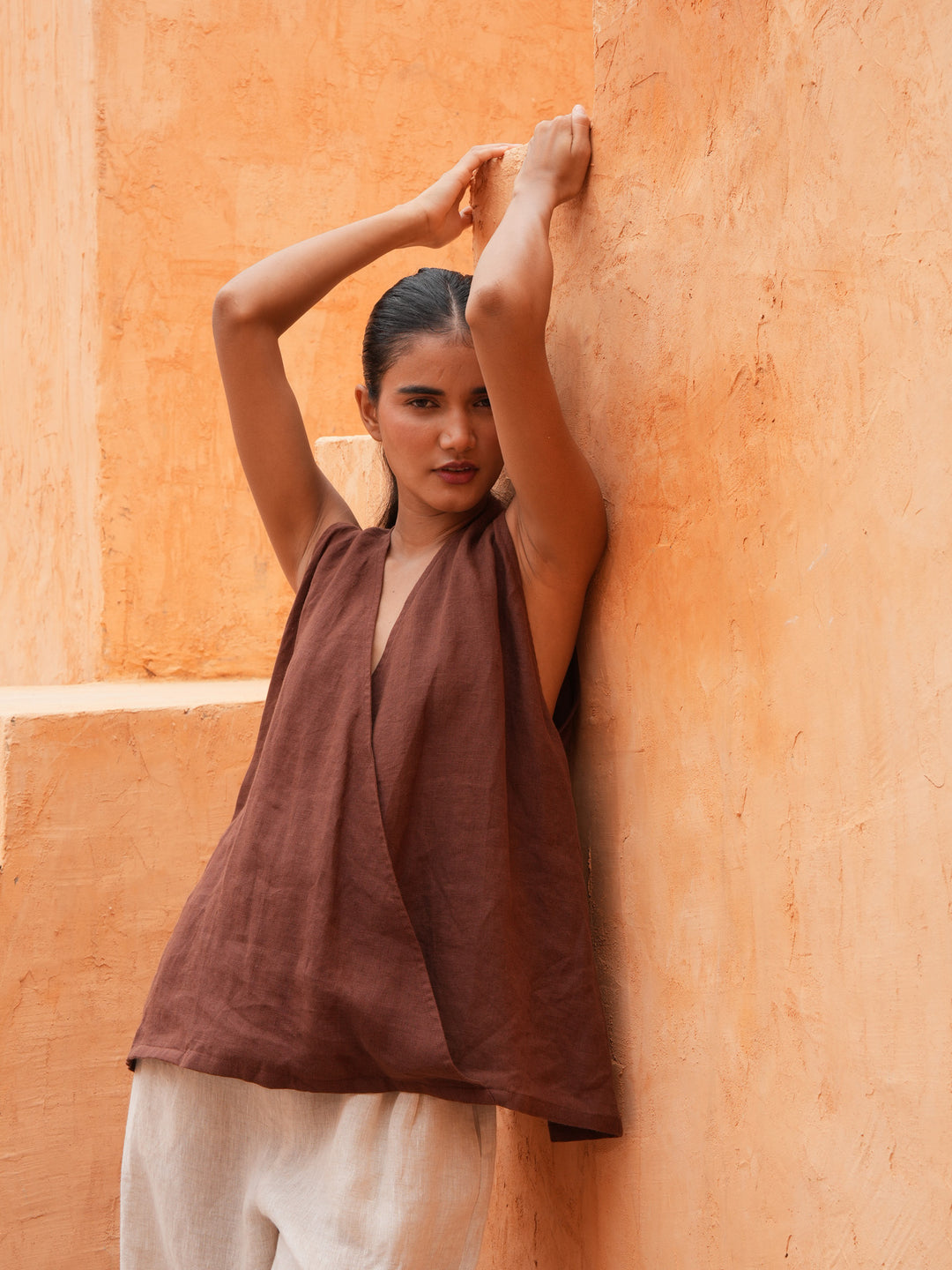 Marais Top in Chocolate Linen — additional view 7.