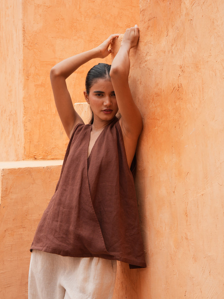 Marais Top in Chocolate Linen — additional view 7.