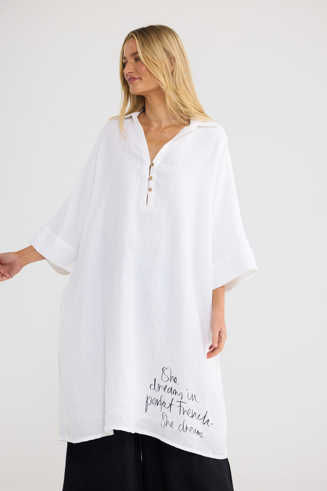 Casablanca Tunic in White Linen — additional view 4.
