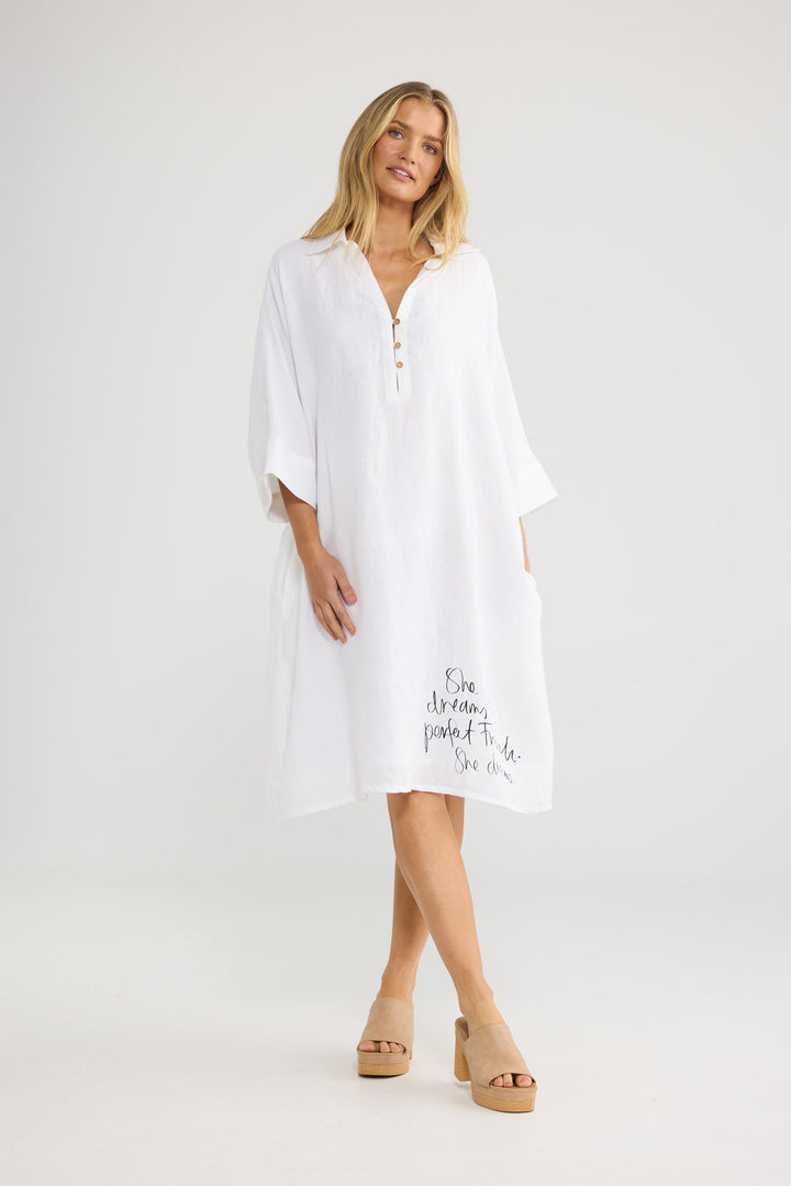 Casablanca Tunic in White Linen — additional view 3.