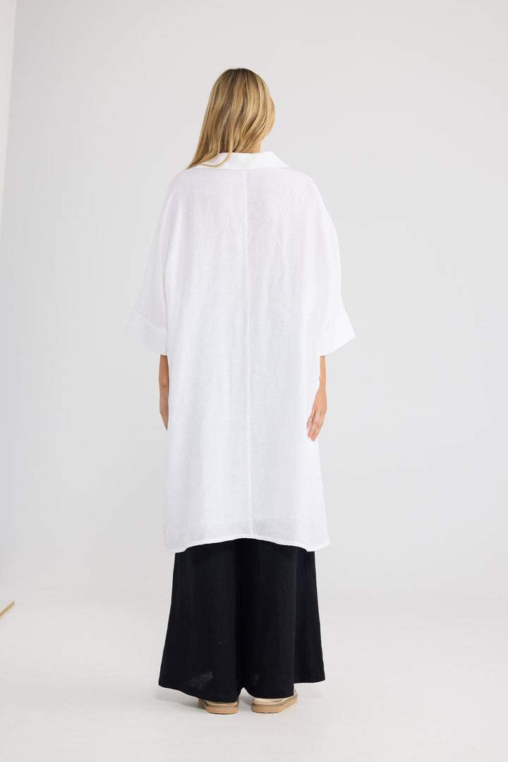 Casablanca Tunic in White Linen — additional view.