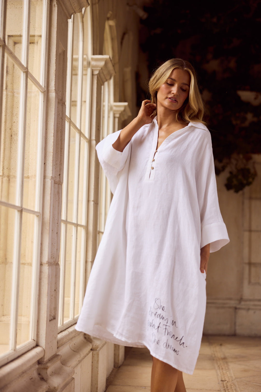Casablanca Tunic in White Linen — additional view 5.