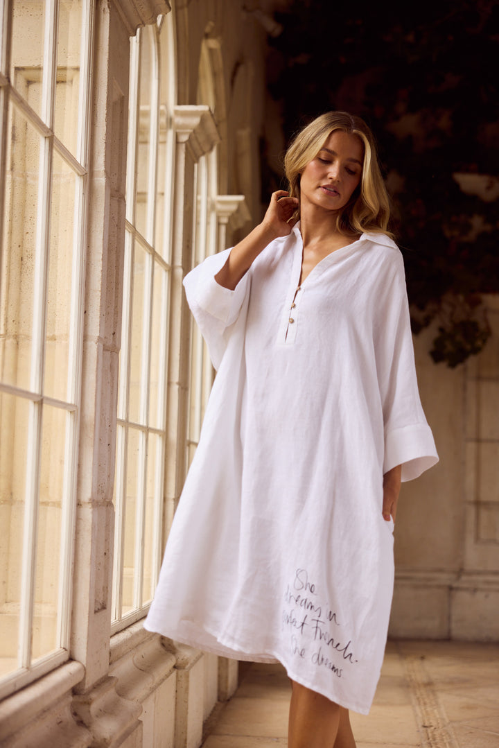 Casablanca Tunic in White Linen — additional view 5.