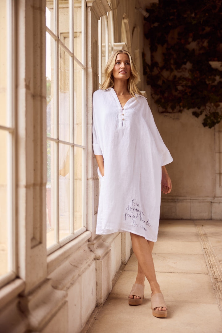 Casablanca Tunic in White Linen — additional view 6.