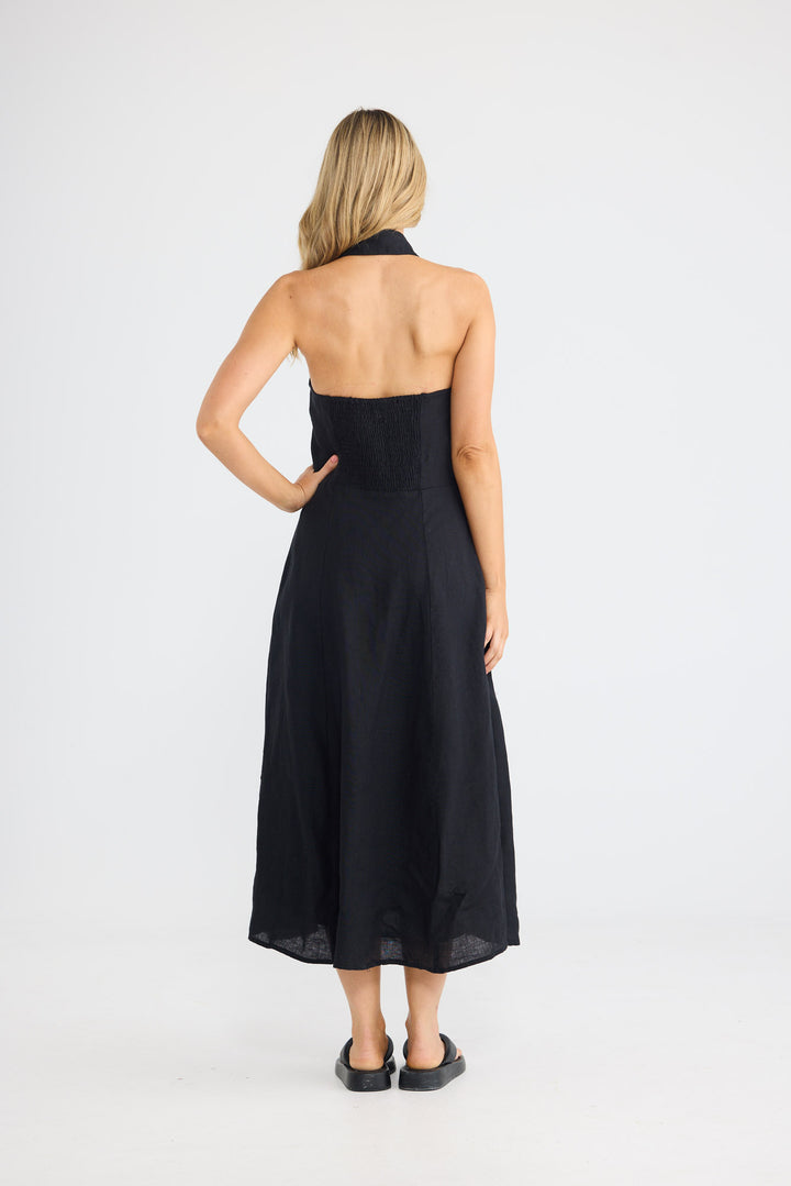 Rivage Dress - Black Linen
